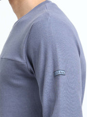 Blueish Grey A & A Mens Organic Cotton Solid Crew Neck Pullover