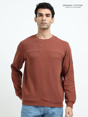 Brown A & A Mens Organic Cotton Solid Crew Neck Pullover