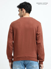 Brown A & A Mens Organic Cotton Solid Crew Neck Pullover