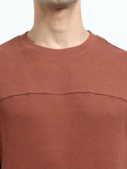 Brown A & A Mens Organic Cotton Solid Crew Neck Pullover