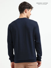 Navy A & A Mens Organic Cotton Solid Crew Neck Pullover