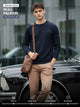Navy A & A Mens Organic Cotton Solid Crew Neck Pullover
