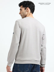 Silver Grey A & A Mens Organic Cotton Solid Crew Neck Pullover