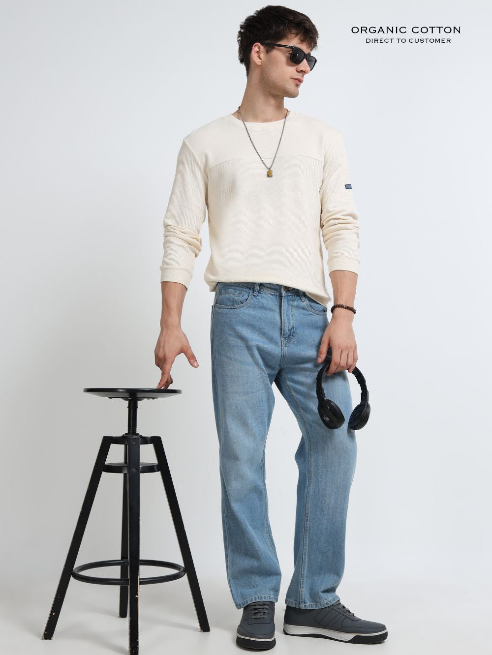 Organic Cotton Waffle Pullover for Mens