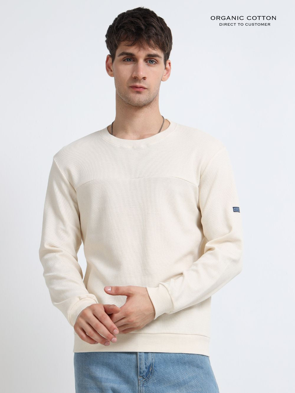Organic Cotton Waffle Pullover for Mens