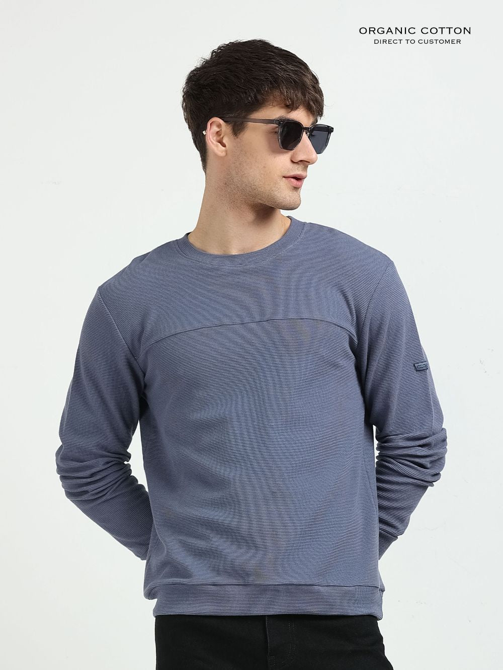 Organic Cotton Waffle Pullover for Mens