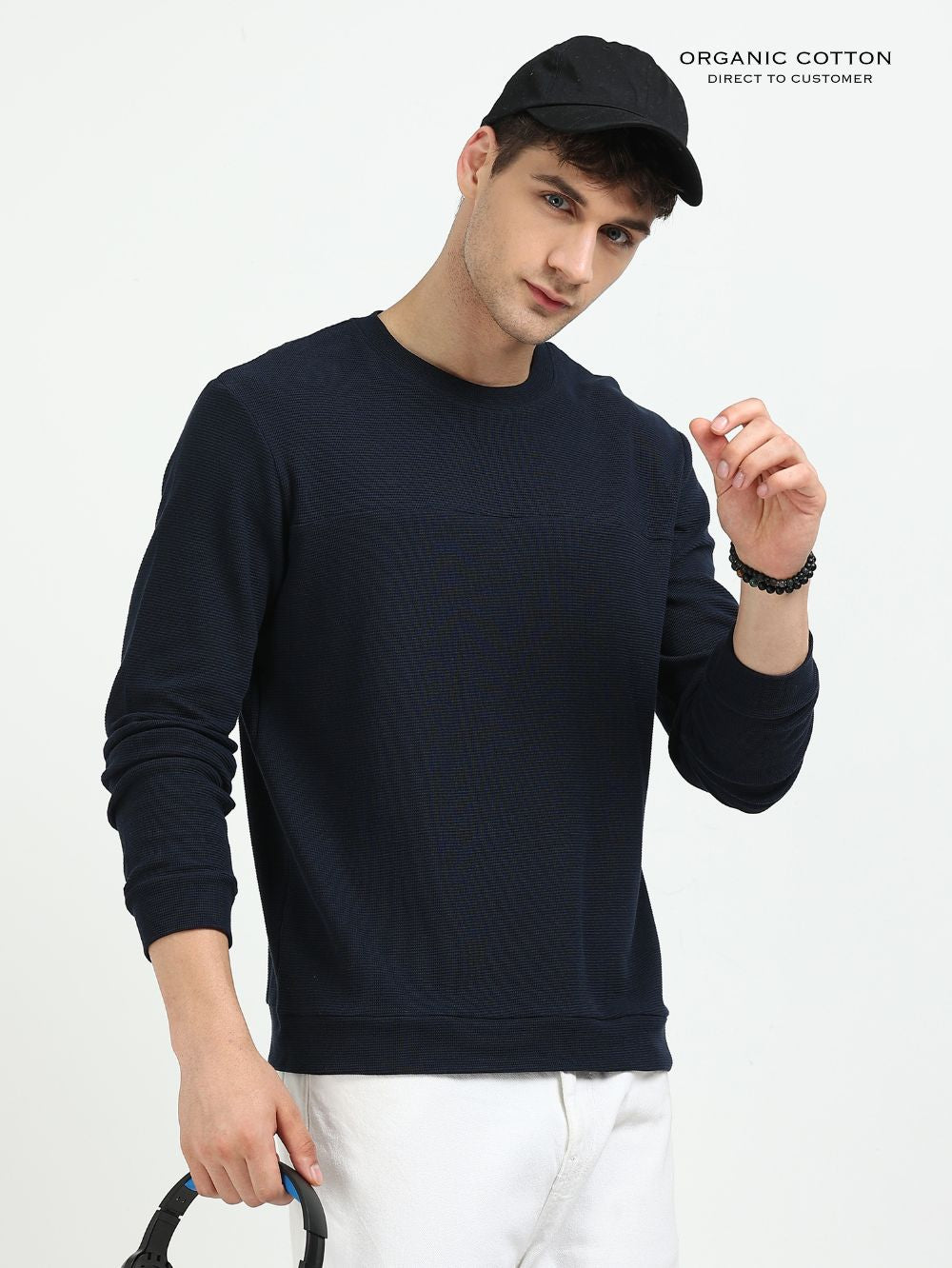 Organic Cotton Waffle Pullover for Mens