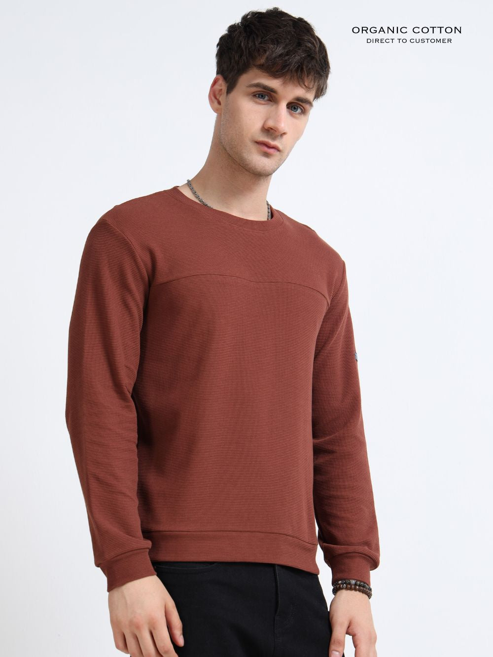 Organic Cotton Waffle Pullover for Mens