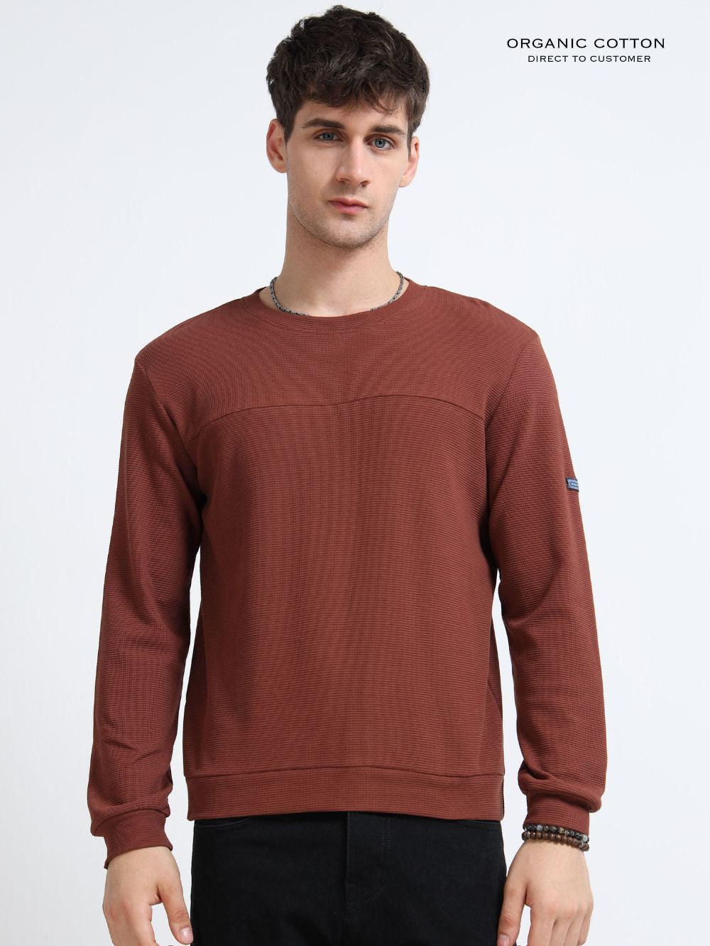 Organic Cotton Waffle Pullover for Mens