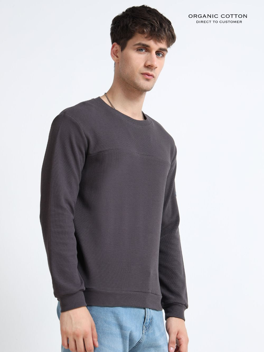 Organic Cotton Waffle Pullover for Mens
