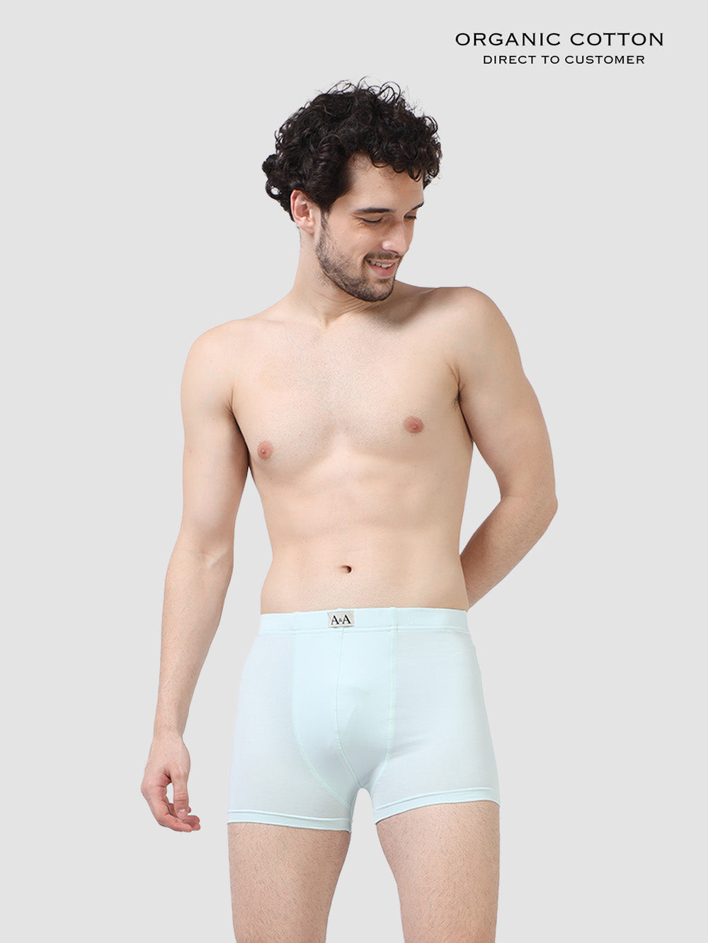 Mens Organic Super soft Cotton Elastane stretch RIB Trunk with fabric covered waistband