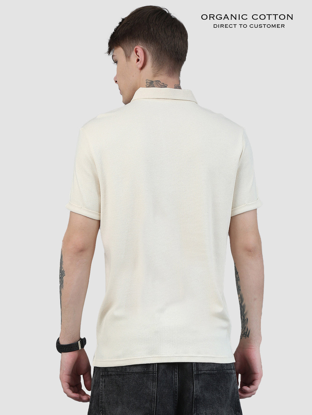 Organic Cotton Mens Rib Polo T-Shirt