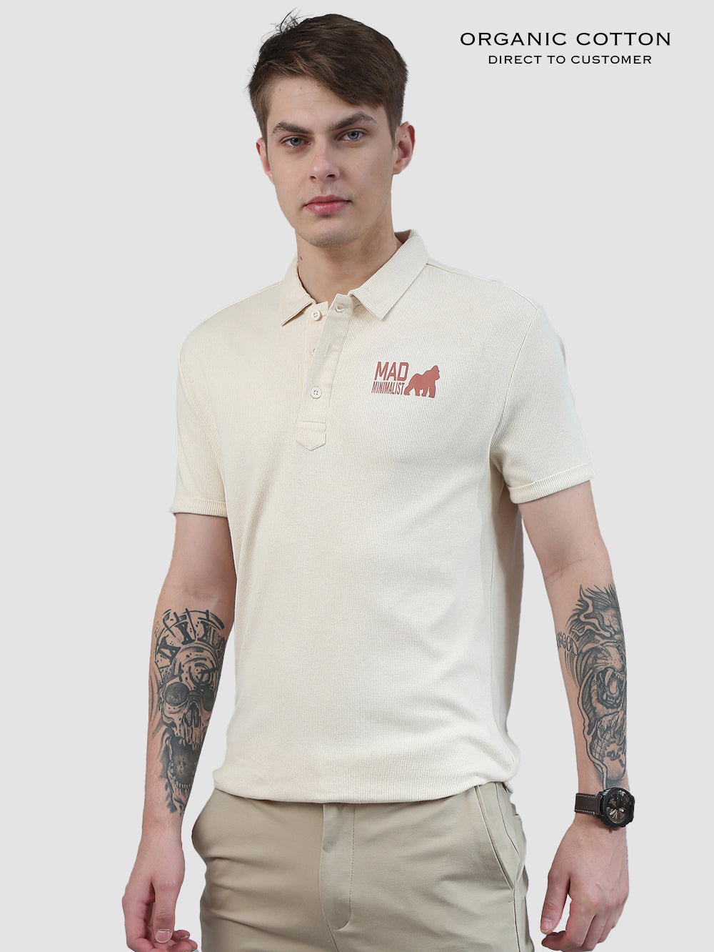 Organic Cotton Mens Rib Polo T-Shirt