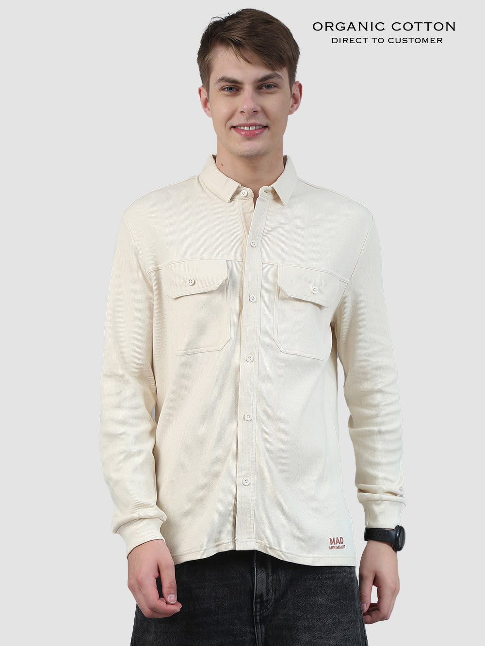 Organic Cotton Mens Ribbed Knitted Shirt