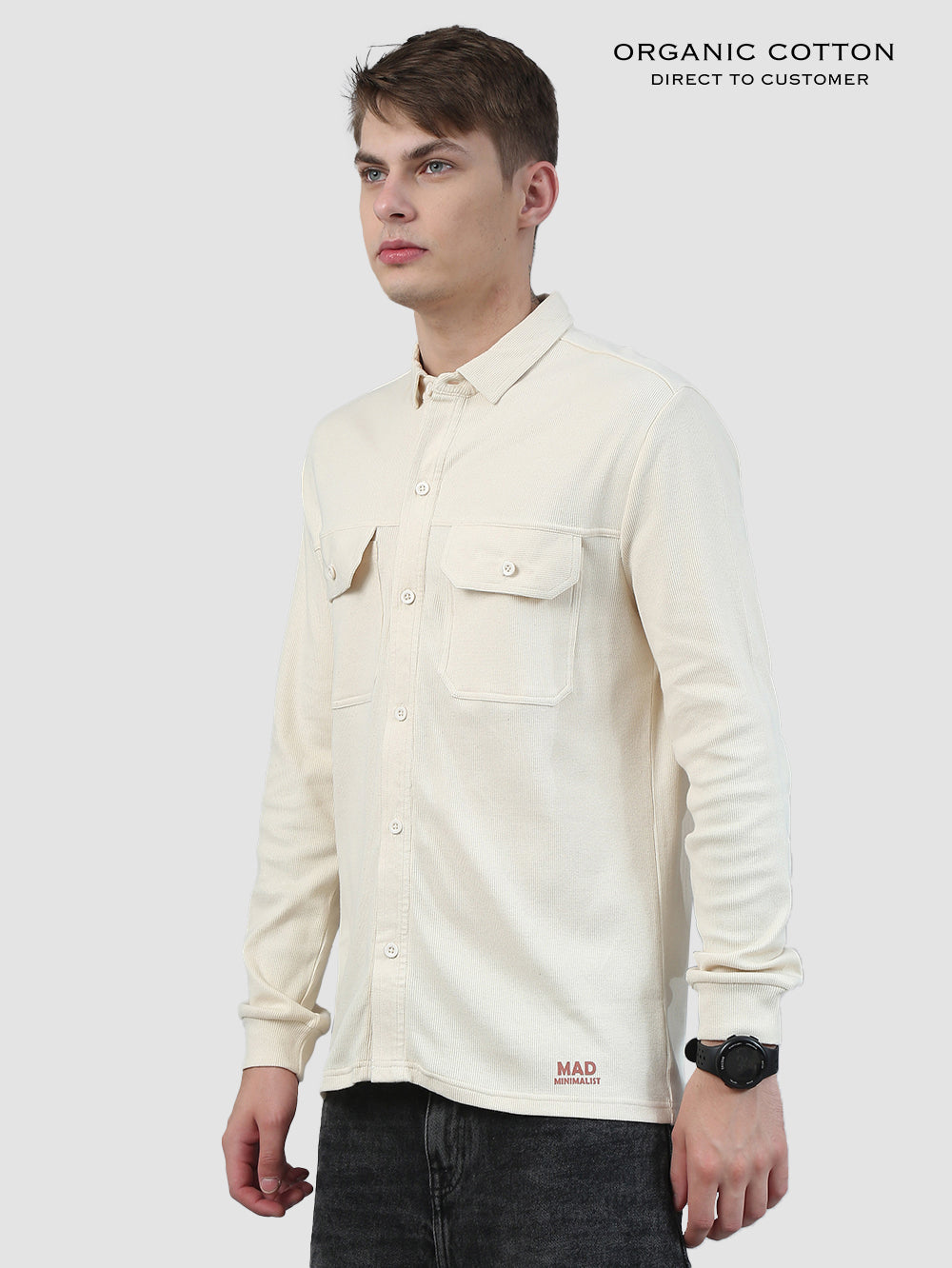 Organic Cotton Mens Ribbed Knitted Shirt