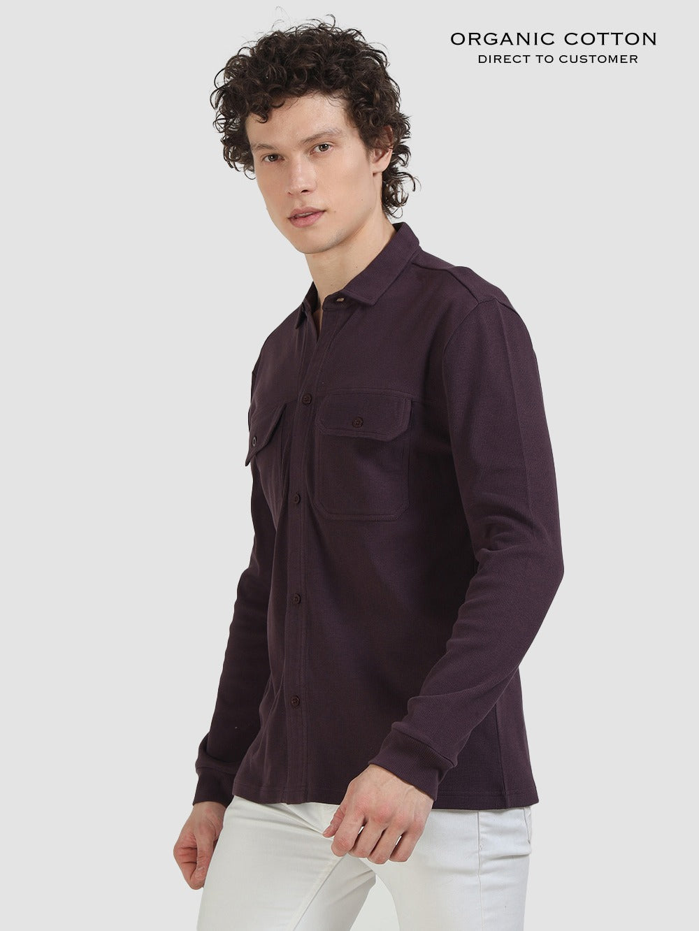 Organic Cotton Mens Ribbed Knitted Shirt