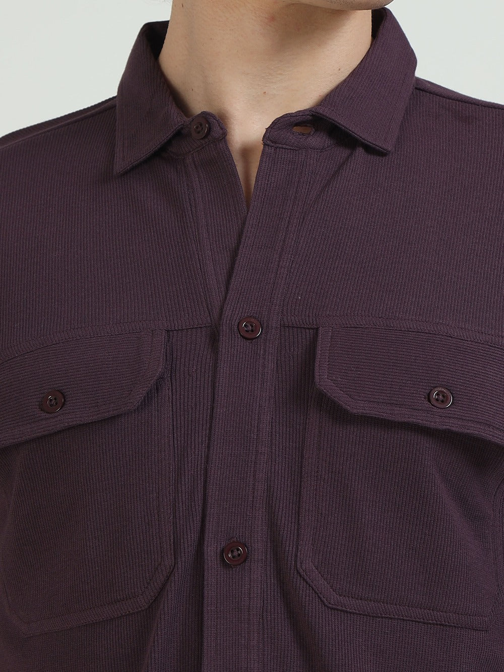 Organic Cotton Mens Ribbed Knitted Shirt