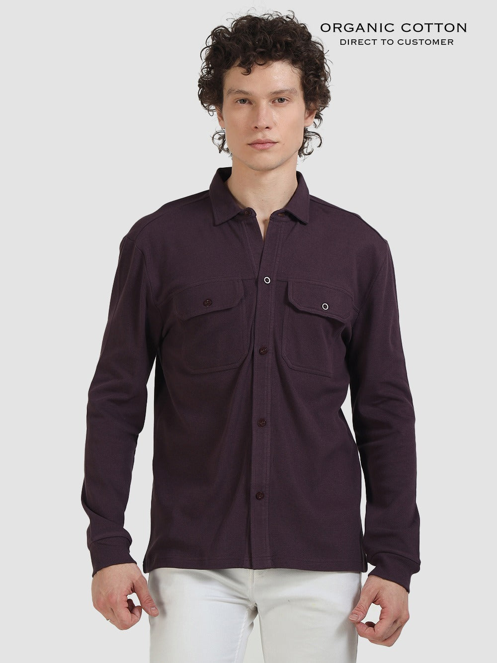 Organic Cotton Mens Ribbed Knitted Shirt