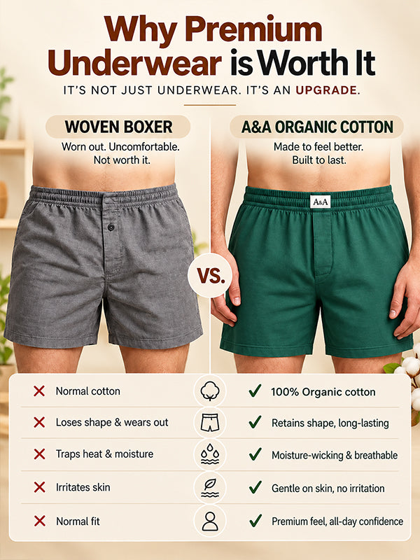 Organic Cotton Regular Boxer for Mens - Pack of 3 (Wine, Silver grey, P06-green)
