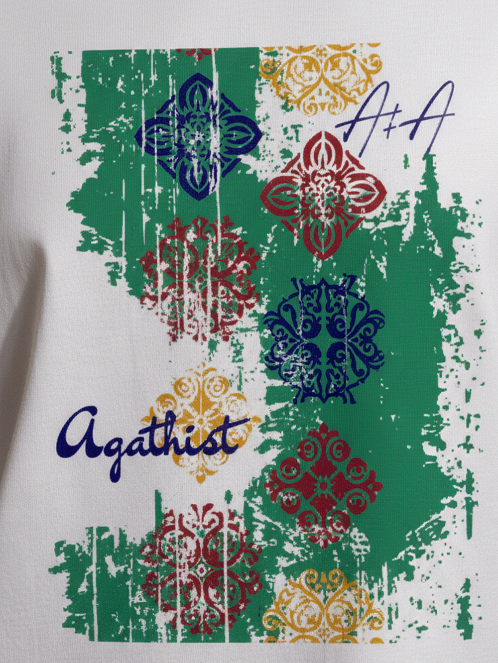 Agathist – Printed White Organic Cotton Women's Oversized Tee