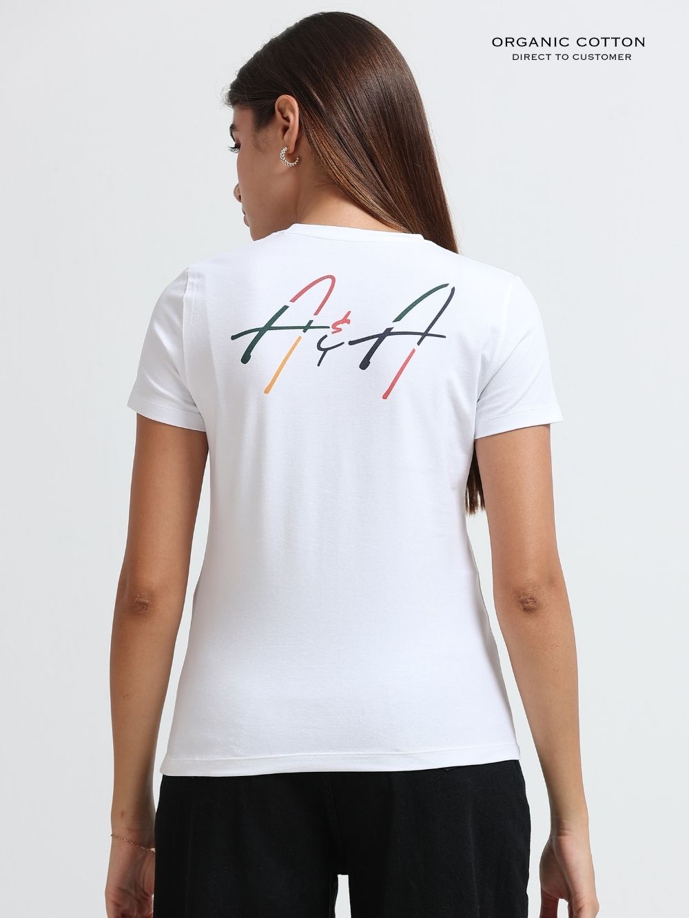 Womens Multicolor Botanical Print Organic Cotton T-Shirt – White