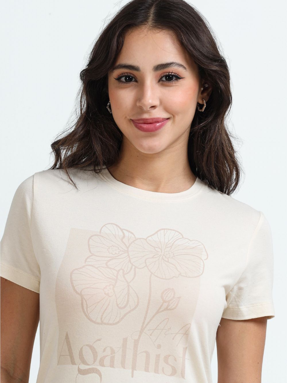 Organic Cotton Women’s Printed T-Shirt - Beige
