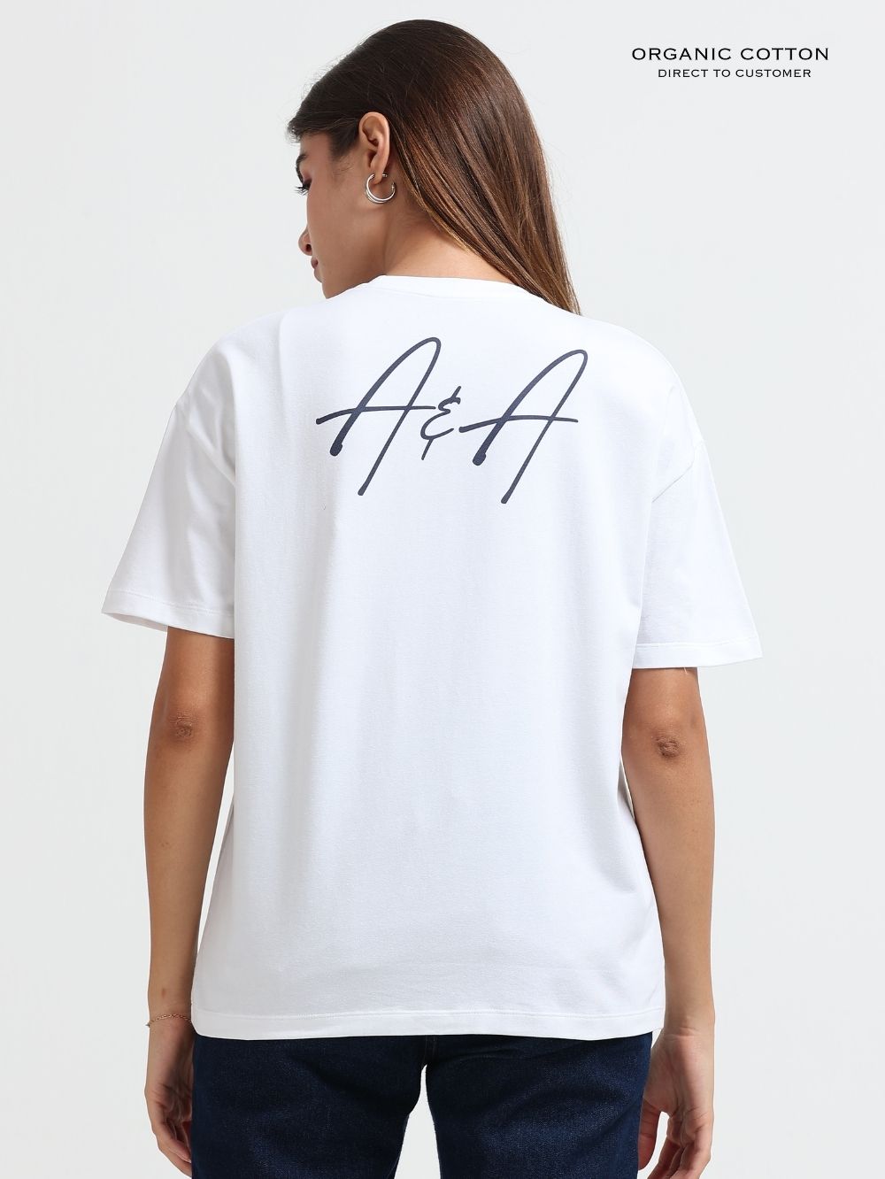 Womens Organic Cotton Oversized T-shirt Abstract Mandala “Agathist” Print – White