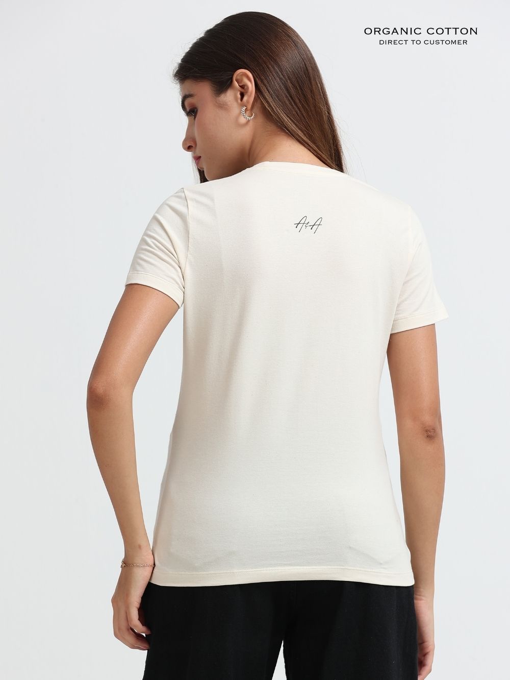 Womens Creative Letter Art Casual Cotton Printed Tee - Beige