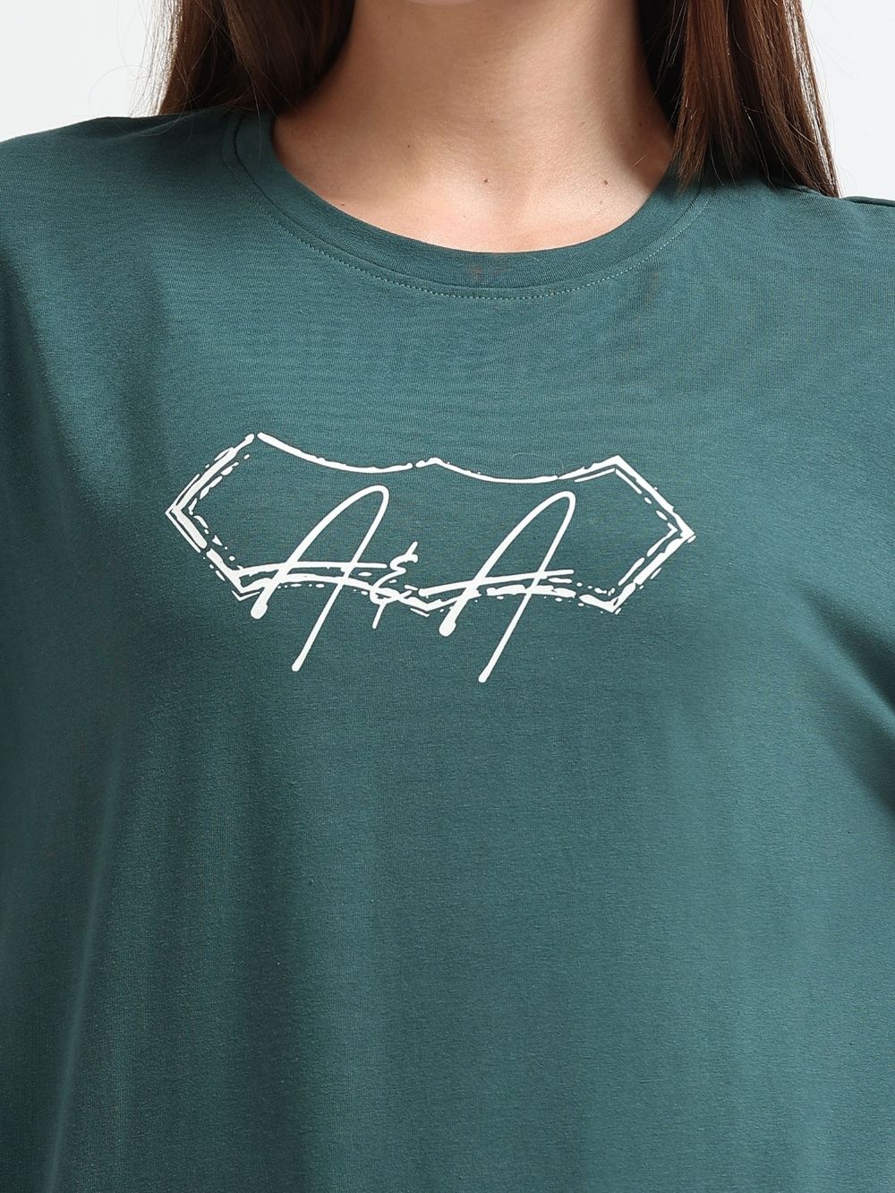 Womens Organic Cotton Oversized T-Shirt With Agathist Paisley Art Print – Dark Green