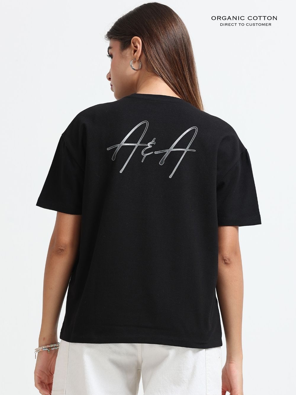 Womens Organic Cotton Oversized T-Shirt With Agathist Bold Typography Print – Black