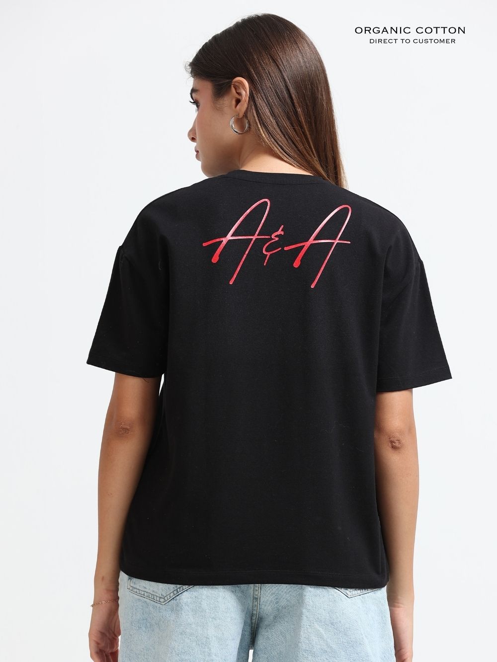 Womens Oversized T-Shirt with Colorful Mandala “AGATHIST” Print - Black