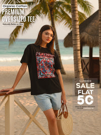 Womens Oversized T-Shirt with Colorful Mandala “AGATHIST” Print - Black