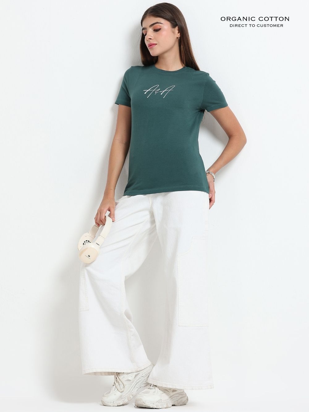 Womens Aesthetic Forest Design Printed T-Shirt – Dark Green