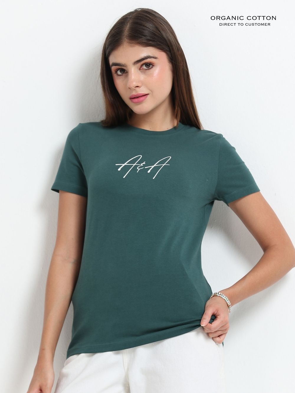 Womens Aesthetic Forest Design Printed T-Shirt – Dark Green