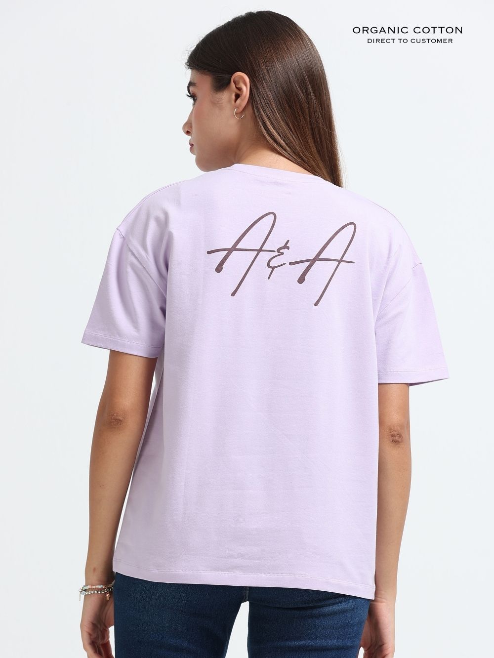 Womens Organic Cotton Agathist Floral Print Oversize T-Shirt - Light Purple