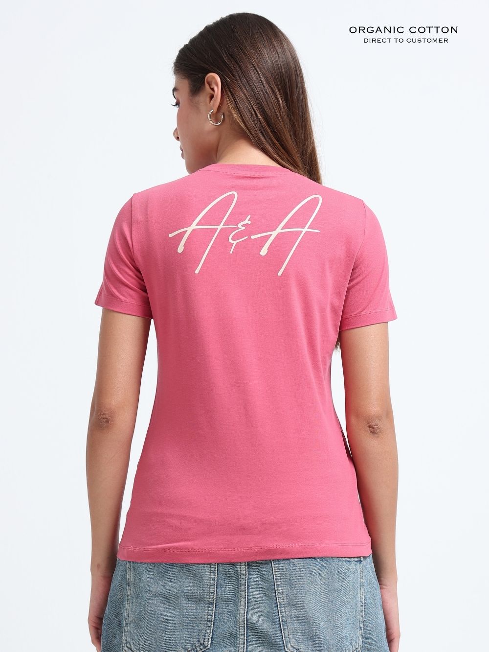 Womens Soft Cotton Printed T-Shirt with Floral Typography – Dark Pink