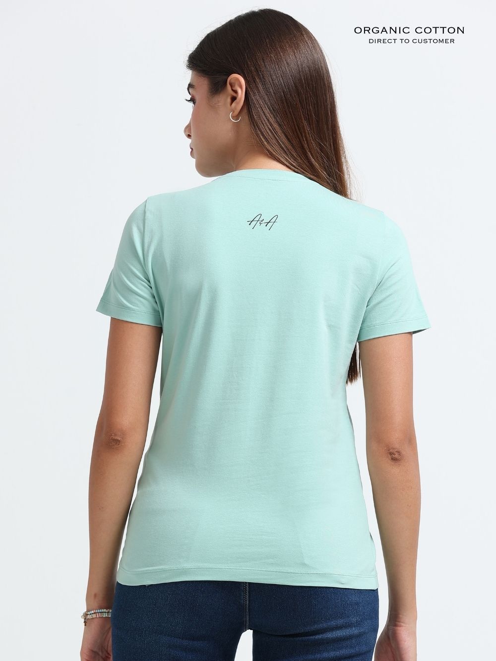 Womens Elegant Abstract Art Printed T-Shirt - Cameo Green