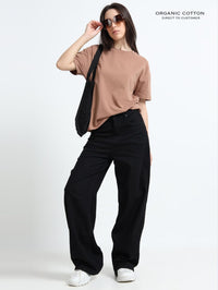 Wood Brown Organic Cotton Over Sized Tee