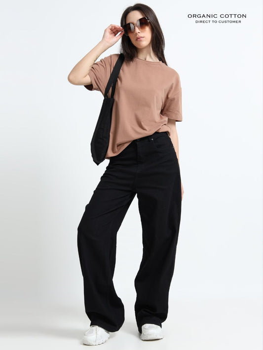 Wood Brown Organic Cotton Over Sized Tee