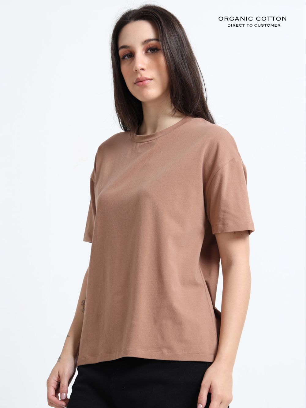 Wood Brown Organic Cotton Over Sized Tee