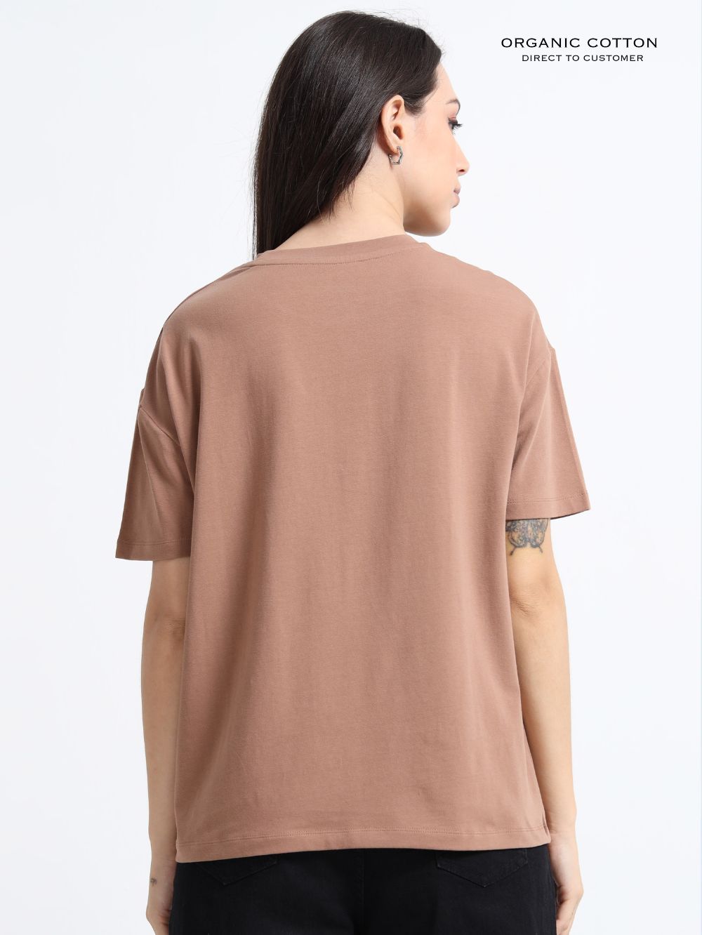 Wood Brown Organic Cotton Over Sized Tee