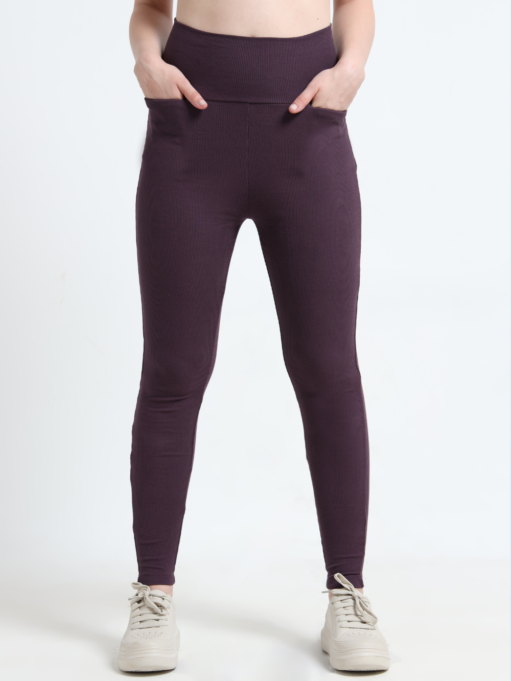 WINE ORGANIC COTTON RIB HIGH WAIST WORKOUT PANT