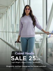 Light Purple A & A Womens Casual Hoodie in Organic Cotton