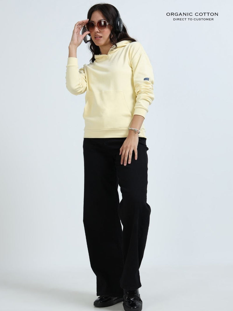 Light Yellow A & A Womens Casual Hoodie in Organic Cotton