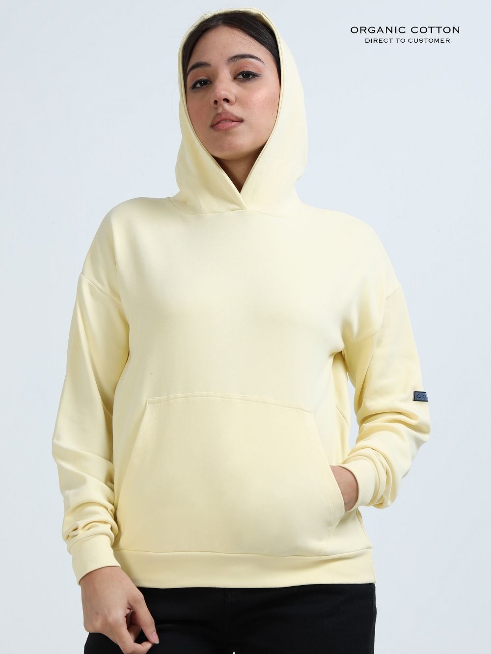 Light Yellow A & A Womens Casual Hoodie in Organic Cotton