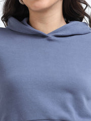 Blueish Grey A & A Organic Cotton Womens Cropped Hoodie