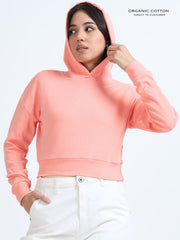 Mid Coral A & A Organic Cotton Womens Cropped Hoodie