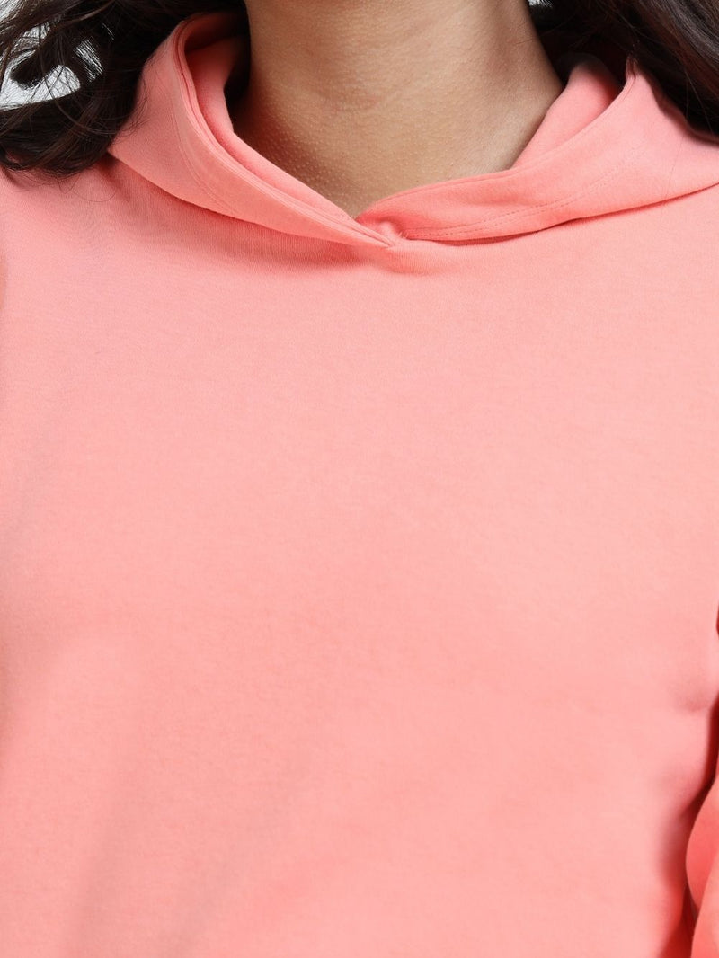 Mid Coral A & A Organic Cotton Womens Cropped Hoodie