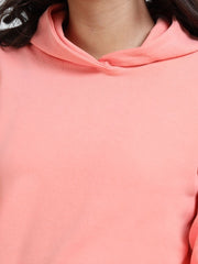 Mid Coral A & A Organic Cotton Womens Cropped Hoodie