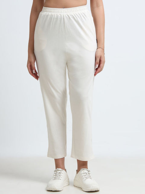 Beige Organic Cotton Womens Basic Pant